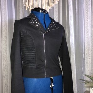 Black Studded Bomber Jacket